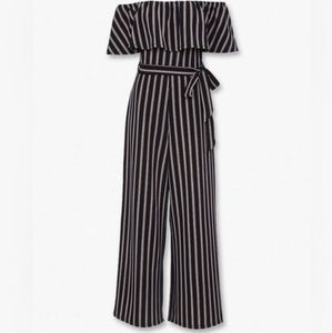 Striped off the shoulder jumpsuit